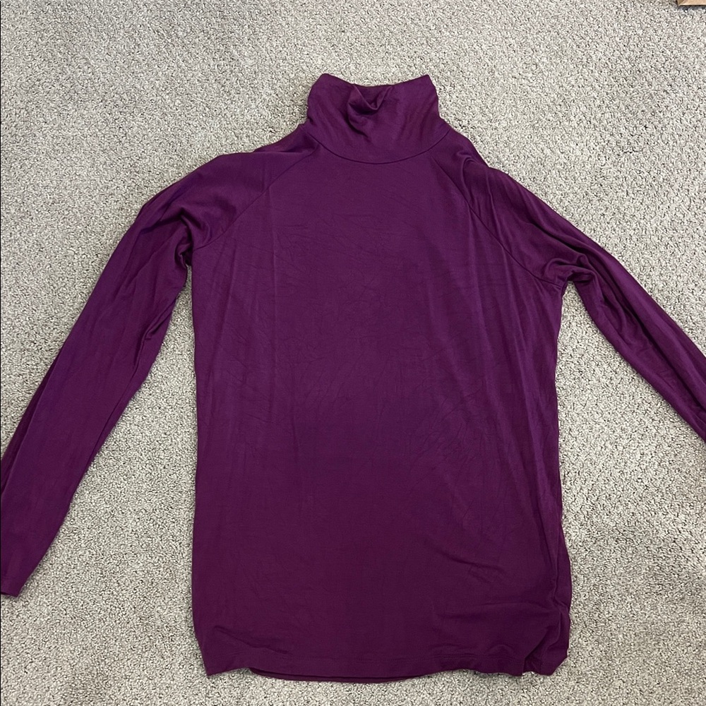 Athleta Cold Shoulder Purple Turtleneck Top